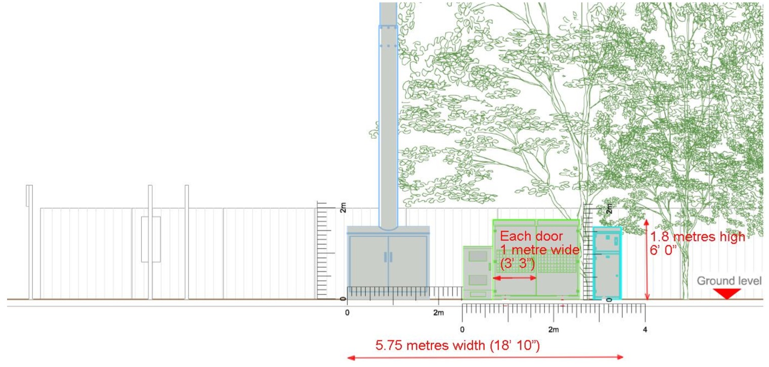 Drawing of the mast on the plot of land